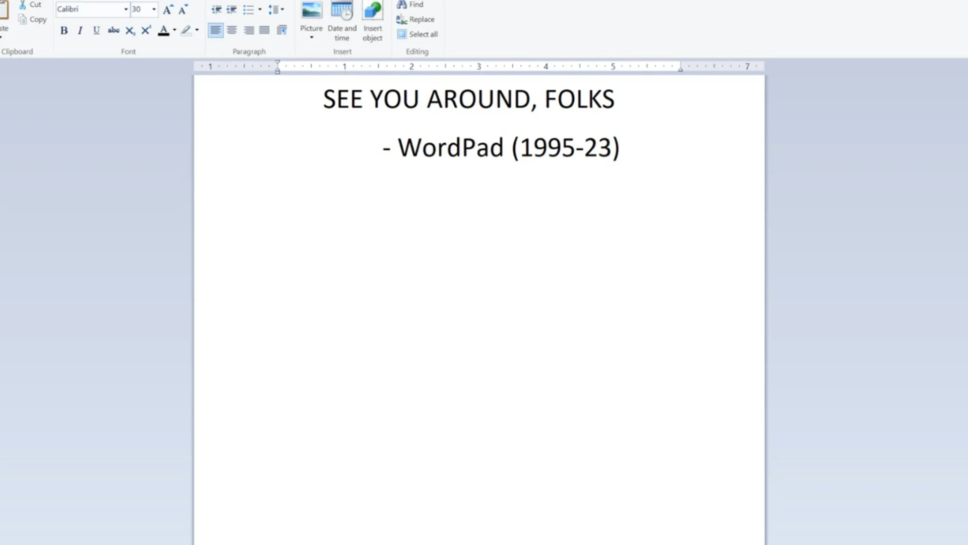 Microsoft WordPad, after 28 years, will shut down and won't be available in Windows 12.